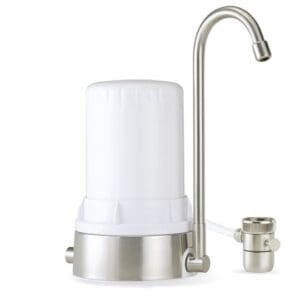 A water filter that is sitting on the floor.